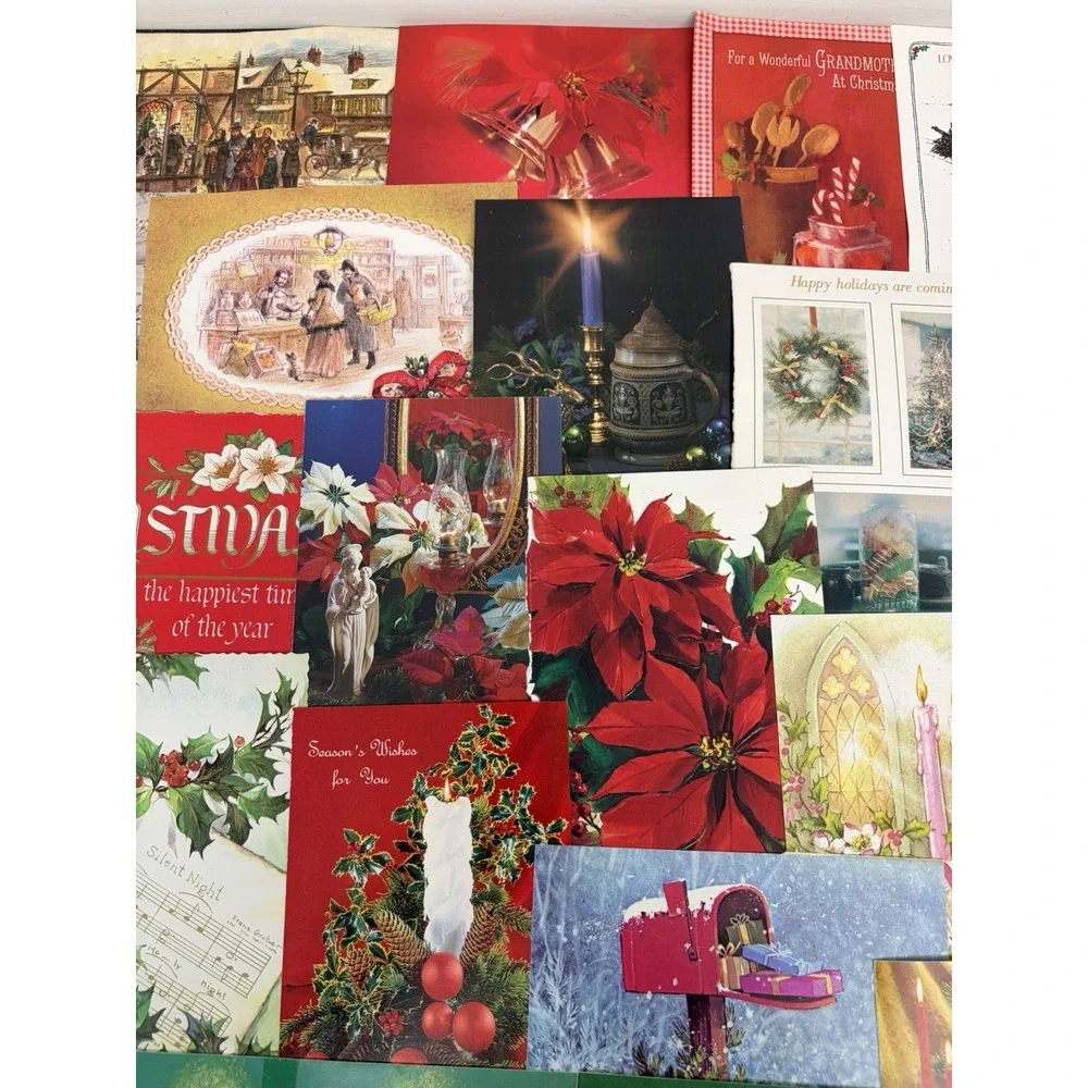 Vintage Christmas Cards Fronts ONLY Traditional Scrapbooking Decoupage Lot 50+